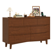 Double Dresser, 7 Drawers, Solid Wood, Metal Legs, Brown