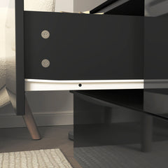 Double Dresser, 8 Drawers, Metal and MDF, Black Gloss Finish