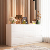 Double Dresser, 9-Drawer, White MDF, Low-Sheen Finish
