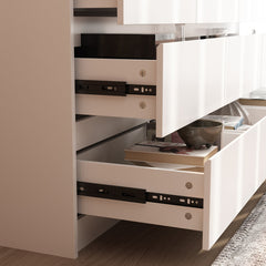 Double Dresser, 9-Drawer, White MDF, Low-Sheen Finish