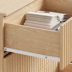 Double Dresser, 9 Drawers, Beige MDF with Metal Handles