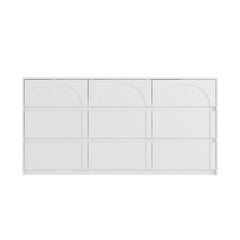 Double Dresser, 9 Drawers, MDF and Wood, 63 Inch Wide, White