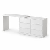 Double Dresser and Vanity Desk Set, 6 Drawers, MDF, White