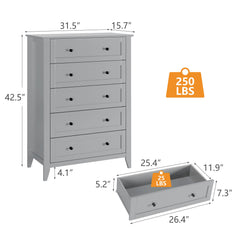 Double Dresser, Gray Manufactured Wood, Beveled Base