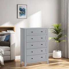 Double Dresser, Gray Manufactured Wood, Beveled Base
