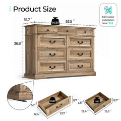 Double Dresser, Solid and Engineered Wood, Brown