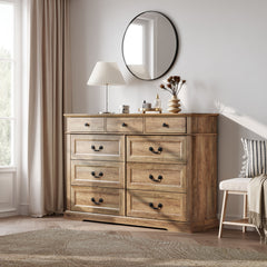 Double Dresser, Solid and Engineered Wood, Brown