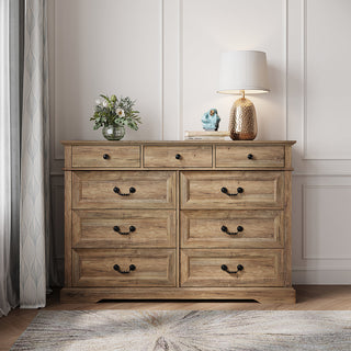 Double Dresser, Solid and Engineered Wood, Brown
