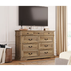 Double Dresser, Solid and Engineered Wood, Brown