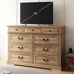 Double Dresser, Solid and Engineered Wood, Brown