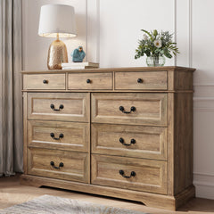 Double Dresser, Solid and Engineered Wood, Brown