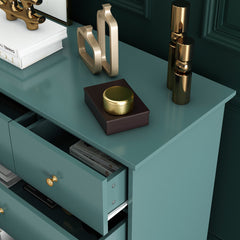 Double Dresser with 10 Drawers and Metal Ball-Pull Handles