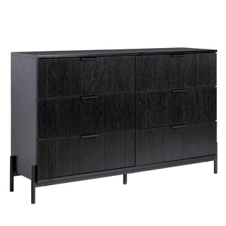 Double Dresser with 6 Drawers in Black