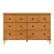 Double Dresser with 6 Drawers in Caramel Solid Pine