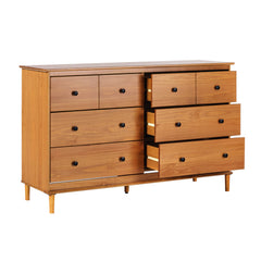 Double Dresser with 6 Drawers in Caramel Solid Pine