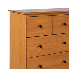 Double Dresser with 6 Drawers in Caramel Solid Pine
