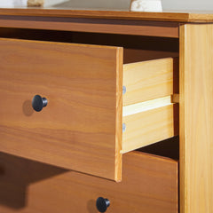 Double Dresser with 6 Drawers in Caramel Solid Pine