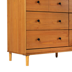 Double Dresser with 6 Drawers in Caramel Solid Pine
