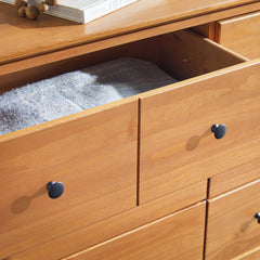 Double Dresser with 6 Drawers in Caramel Solid Pine