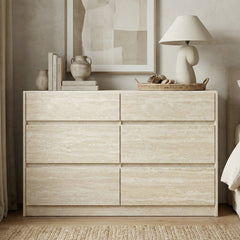 Double Dresser with 6 Drawers in Manufactured Wood