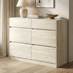 Double Dresser with 6 Drawers in Manufactured Wood
