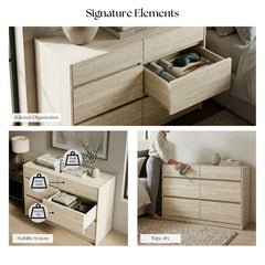 Double Dresser with 6 Drawers in Manufactured Wood