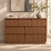 Double Dresser with 7 Drawers in Brown Engineered Wood