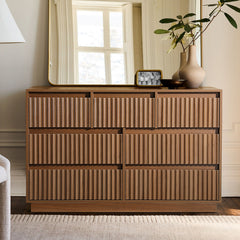 Double Dresser with 7 Drawers in Brown Engineered Wood