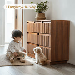 Double Dresser with 7 Drawers in Brown Engineered Wood