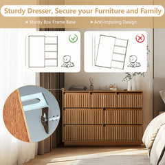 Double Dresser with 7 Drawers in Brown Engineered Wood