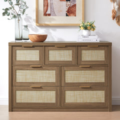 Double Dresser with 7 Drawers in Walnut