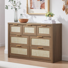 Double Dresser with 7 Drawers in Walnut