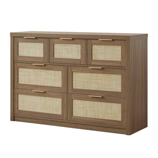 Double Dresser with 7 Drawers in Walnut