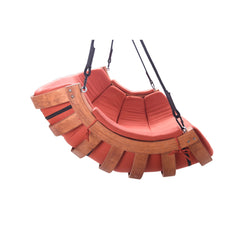 Double Hanging Chair in Solid Larch Wood with Foam Cushions