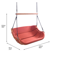 Double Hanging Chair in Solid Larch Wood with Foam Cushions