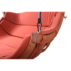 Double Hanging Chair in Solid Larch Wood with Foam Cushions