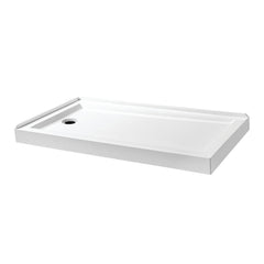 Double Threshold Shower Base, Aruba, 60 x 32 in Acrylic with Left Drain in Glossy White
