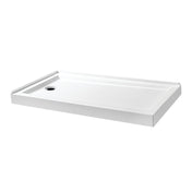 Double Threshold Shower Base, Aruba, 60 x 32 in Acrylic with Left Drain in Glossy White