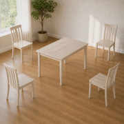 Full set | all five pieces, the table and all four chairs, shown together