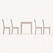 Side profile | true side view of the table's depth and one chair's silhouette