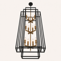 Studio | low upward angle into the underside of the three tiers and nested frames