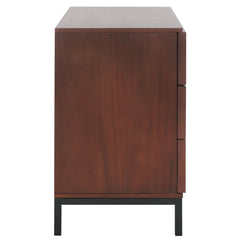 Dresser, 3 Drawers, Engineered Wood with Rattan Drawer Faces, Black/Walnut