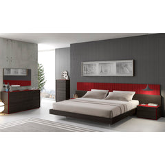 Dresser, 4 Drawers, Solid and Manufactured Wood, Wenge/Red