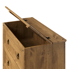 Dresser, 4 Drawers, Solid Pine Wood, Brown