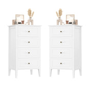 Dresser, 4 Drawers, White Engineered Wood with Bronze Knobs
