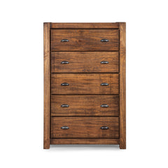 Dresser, 5 Drawers, Solid Wood in Rustic Walnut