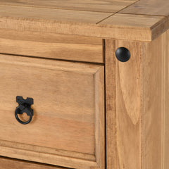 Dresser, 5 Drawers, Solid Wood, Rustic Brown, Black Metal Handles
