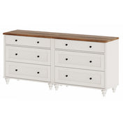 Dresser, 6 Drawers, 2-in-1 TV Stand, MDF and Solid Wood Legs, White and Brown