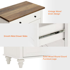 Dresser, 6 Drawers, 2-in-1 TV Stand, MDF and Solid Wood Legs, White and Brown