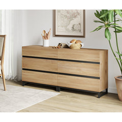 Dresser, 6 Drawers with Manufactured Wood and Metal Base